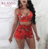 FLORAL RUCHED SHORTS SET - B ANN'S BOUTIQUE