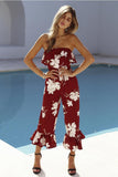 FLORAL RUFFLE ANKLE PANTS JUMPSUIT - B ANN'S BOUTIQUE