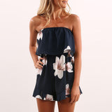 FLORAL RUFFLE STRAPLESS ROMPER - B ANN'S BOUTIQUE