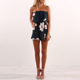 FLORAL RUFFLE STRAPLESS ROMPER - B ANN'S BOUTIQUE