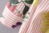 FLORAL STRIPED SO PERFECT RUCHED BUTTON-UP DRESS - B ANN'S BOUTIQUE