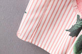 FLORAL STRIPED SO PERFECT RUCHED BUTTON-UP DRESS - B ANN'S BOUTIQUE