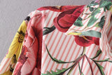 FLORAL STRIPED SO PERFECT RUCHED BUTTON-UP DRESS - B ANN'S BOUTIQUE
