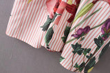 FLORAL STRIPED SO PERFECT RUCHED BUTTON-UP DRESS - B ANN'S BOUTIQUE