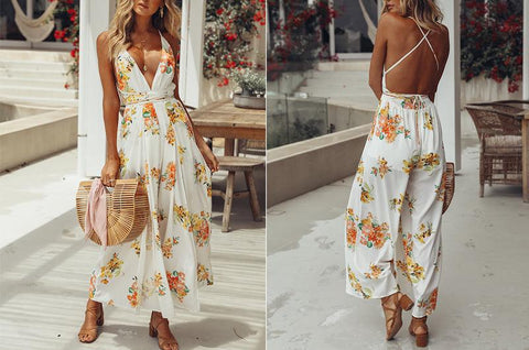 FLORAL WHITE… OH SO RIGHT JUMPSUIT - B ANN'S BOUTIQUE