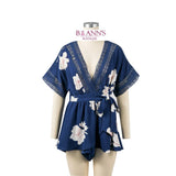 FLORAL WRAP CROTCHET TRIM ROMPER - B ANN'S BOUTIQUE