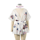 FLORAL WRAP CROTCHET TRIM ROMPER - B ANN'S BOUTIQUE