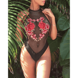 FLOWER EMBROIDERY BODYSUIT - B ANN'S BOUTIQUE