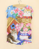 FLOWING 3D KITTY CAT TEE - B ANN'S BOUTIQUE