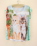 FLOWING 3D KITTY CAT TEE - B ANN'S BOUTIQUE