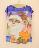 FLOWING 3D KITTY CAT TEE - B ANN'S BOUTIQUE