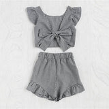 GINGHAM RUFFLED BOW SHORTS SET - B ANN'S BOUTIQUE