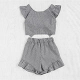 GINGHAM RUFFLED BOW SHORTS SET - B ANN'S BOUTIQUE