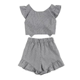 GINGHAM RUFFLED BOW SHORTS SET - B ANN'S BOUTIQUE