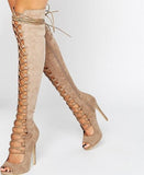 GLADIATOR PUMP LACE-UP OVER-THE-KNEE BOOT - B ANN'S BOUTIQUE