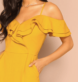 GOLDEN RUFFLES JUMPSUIT - B ANN'S BOUTIQUE