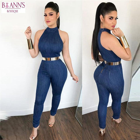 HAILEY’S HALTER DENIM - B ANN'S BOUTIQUE