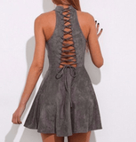 HALTER LACE-UP BACK DRESS - B ANN'S BOUTIQUE