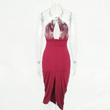 HALTER STYLE BACKLESS BODY CON DRESS - B ANN'S BOUTIQUE