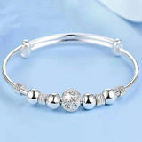 HEART CUT-OUT SILVER BEADED CHARM BANGLE BRACELET - B ANN'S BOUTIQUE, LLC
