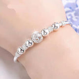 HEART CUT-OUT SILVER BEADED CHARM BANGLE BRACELET - B ANN'S BOUTIQUE, LLC
