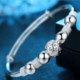 HEART CUT-OUT SILVER BEADED CHARM BANGLE BRACELET - B ANN'S BOUTIQUE, LLC