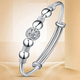 HEART CUT-OUT SILVER BEADED CHARM BANGLE BRACELET - B ANN'S BOUTIQUE, LLC