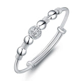 HEART CUT-OUT SILVER BEADED CHARM BANGLE BRACELET - B ANN'S BOUTIQUE, LLC