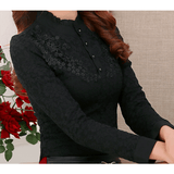 HIGH COLLAR CROCHET LACE FLORAL BLOUSE - B ANN'S BOUTIQUE