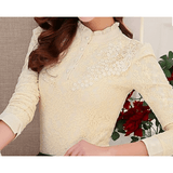 HIGH COLLAR CROCHET LACE FLORAL BLOUSE - B ANN'S BOUTIQUE