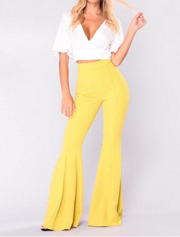 HIGH RUFFLED FITTED FLARE PANTS - B ANN'S BOUTIQUE