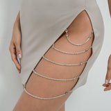 HIGH SLIT WITH SILVER CHAINS CLUB DRESS - B ANN'S BOUTIQUE