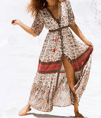 HIPPIE CHICK BUTTON UP DRESS - B ANN'S BOUTIQUE