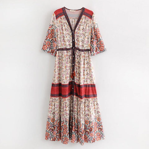 HIPPIE CHICK BUTTON UP DRESS - B ANN'S BOUTIQUE