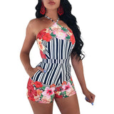 HOLLY’S HALTER FLORAL STRIPED ROMPER - B ANN'S BOUTIQUE