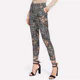 HOLLY’S HOUNDSTOOTH FLORAL ANKLE PANTS - B ANN'S BOUTIQUE