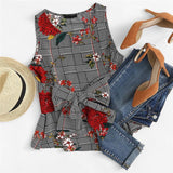 HOLLY'S HOUNDSTOOTH FLORAL BELTED TOP - B ANN'S BOUTIQUE