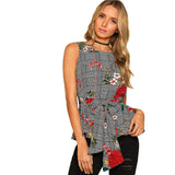 HOLLY'S HOUNDSTOOTH FLORAL BELTED TOP - B ANN'S BOUTIQUE