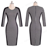 HOUNDSTOOTH LONG SLEEVE SHEATH DRESS - B ANN'S BOUTIQUE