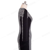 HOUNDSTOOTH LONG SLEEVE SHEATH DRESS - B ANN'S BOUTIQUE