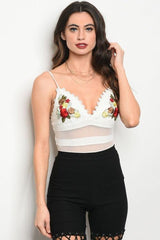 IVORY FLORAL EMBROIDERED BODYSUIT