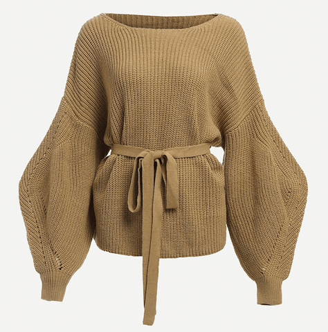 KALEY’S KHAKI KNITTED SWEATER - B ANN'S BOUTIQUE
