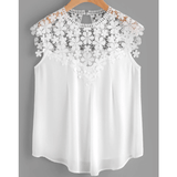 KEYHOLE BACK DAISY LACE SHOULDER BLOUSE - B ANN'S BOUTIQUE