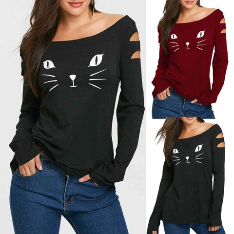 KITTEN ... CUT IT OUT LONG SLEEVE TEE - B ANN'S BOUTIQUE