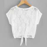 KITTEN FACE & LOTS OF LACE CROPPED TOP - B ANN'S BOUTIQUE