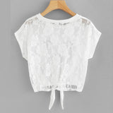 KITTEN FACE & LOTS OF LACE CROPPED TOP - B ANN'S BOUTIQUE