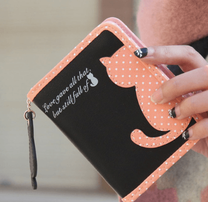 KITTEN LEATHER WALLET - B ANN'S BOUTIQUE