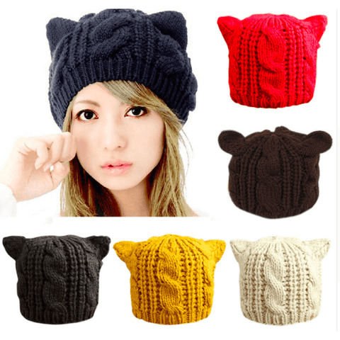 KNITTED WOOL CAT EARS BEANIE CAP - B ANN'S BOUTIQUE