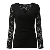 LACE SLEEVES FITTED WRAP TOP - B ANN'S BOUTIQUE