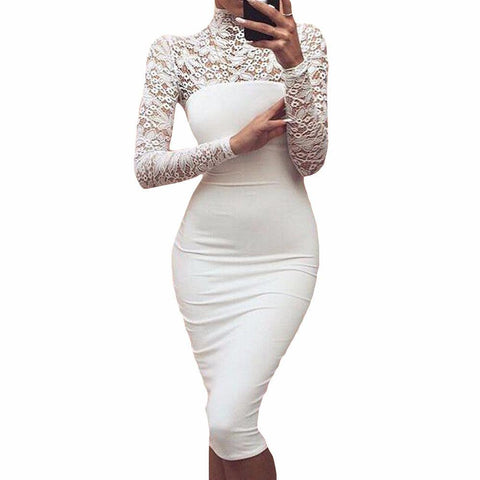 LACE TOP BODYCON MIDI-DRESS - B ANN'S BOUTIQUE